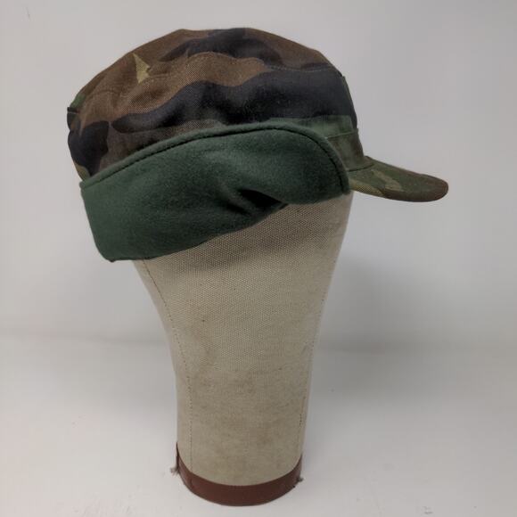 U.S. Military BDU Combat Cap Green Brown Camo Size 7.5 Ear Flaps - Picture 7 of 9